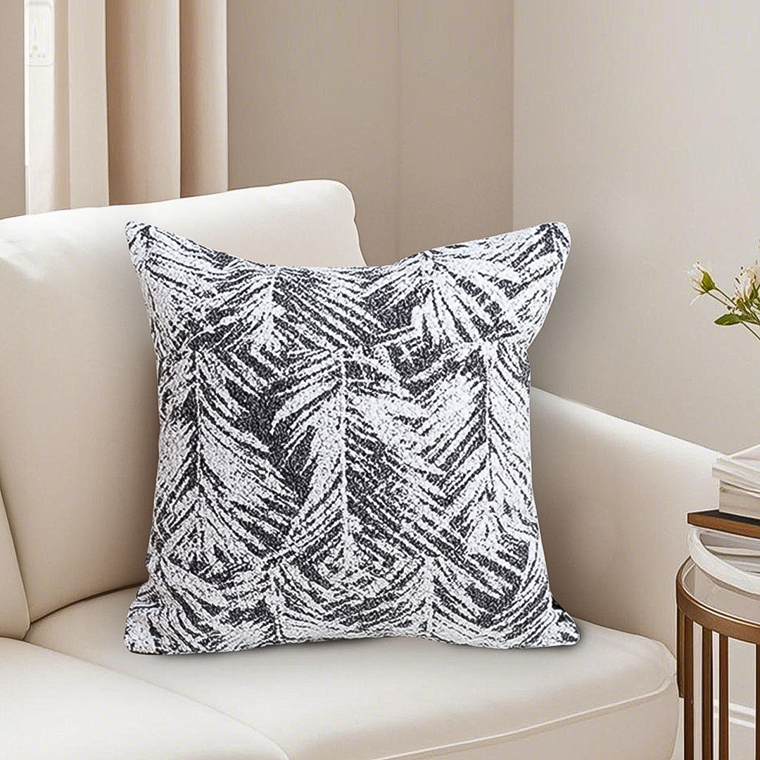 SOGA 2X 50cm Modern Charcoal Palm Leaf Print Contemporary Throw Pillow