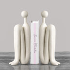 SOGA 2X 10x28cm Ornament Modern Stickman Art Sculpture Minimalist Resin Statue Round Head for Home Decor and Bookend