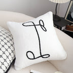 SOGA 2X 45cm Minimalist White Script Letter Embroidered Throw Pillow