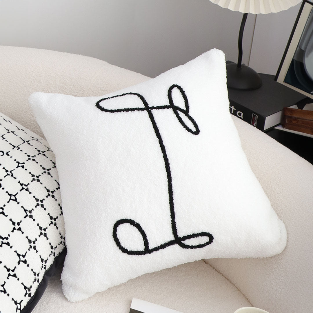 SOGA 2X 45cm Minimalist White Script Letter Embroidered Throw Pillow