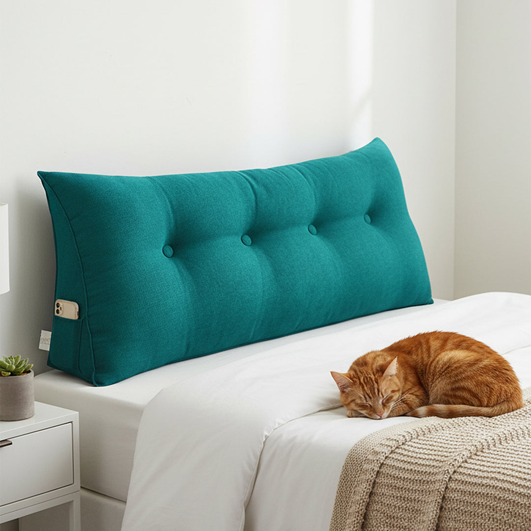 SOGA 2X 120cm Blue Green Triangular Wedge Bed Pillow Headboard Backrest Bedside Tatami Cushion Home Decor