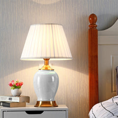 SOGA 4X Ceramic Oval Table Lamp with Gold Metal Base Desk Lamp White