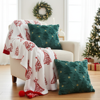 SOGA Christmas Bundle – 2 Festive Teal Christmas Tree Pillow & Red Holiday Throw Blanket $ 243