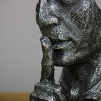 SOGA 31cm Resin Shush Statue – Abstract Silent Face Table Sculpture
