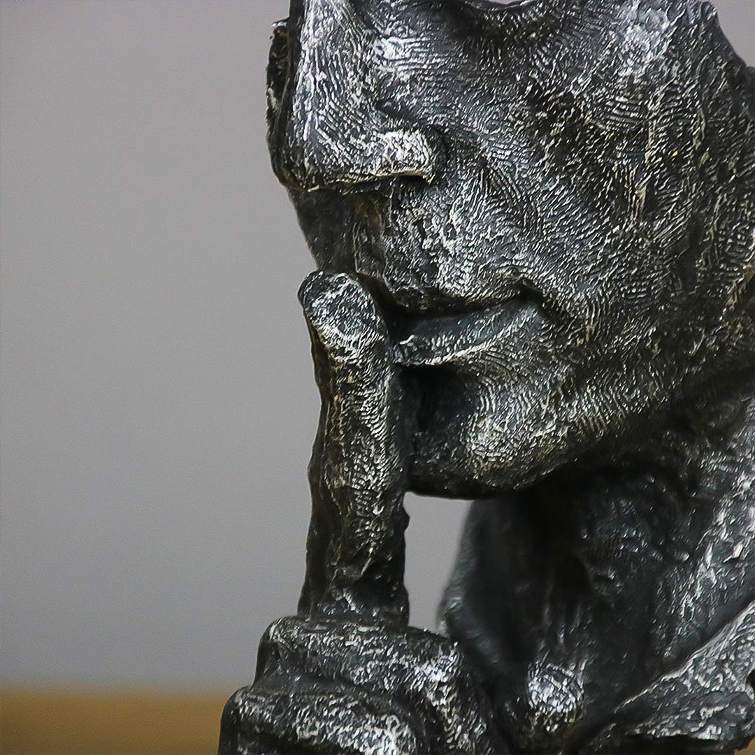 SOGA 31cm Resin Shush Statue – Abstract Silent Face Table Sculpture