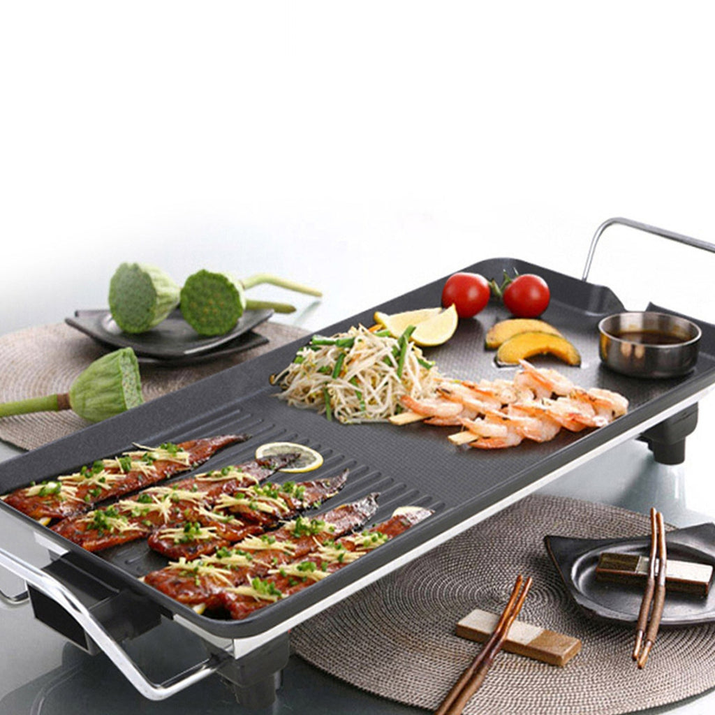 SOGA 2X 68cm Electric BBQ Grill Teppanyaki Plate Non-Stick Surface Hot Plate Kitchen 6-8 Person