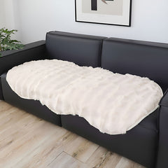 SOGA Four-seater Cream Faux Fur Throw Blanket 90x260cm Polyester