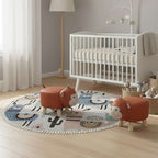 SOGA Home & Living Bundle – 2 Orange Monkey Children’s Ottoman & Alpaca Cactus Pattern Rug $ 134