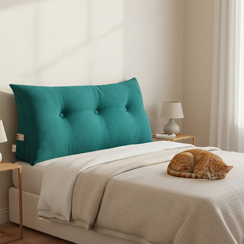 SOGA 2X 100cm Blue Green Triangular Wedge Bed Pillow Headboard Backrest Bedside Tatami Cushion Home Decor