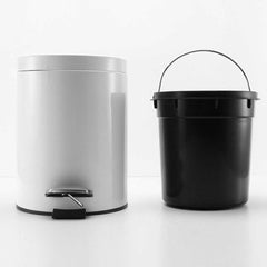 SOGA 2X Foot Pedal Stainless Steel Rubbish Recycling Garbage Waste Trash Bin Round 12L White