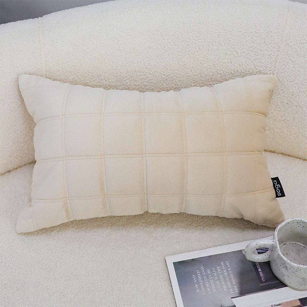 SOGA 2X 30cm Beige Quilted Grid Pattern Decorative Throw Pillow $ 119