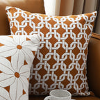 SOGA 50cm Brown Checkered Chain Jacquard Square Pillow Decorative Cushion for Home Decor