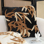 SOGA 2X 45cm Black Brown Bamboo Leaf Botanical Embroidered Throw Pillow $ 118