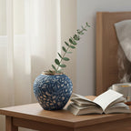 SOGA 21x22cm Blue Small Ceramic Flower Vase Elegant Living Room Home Decor