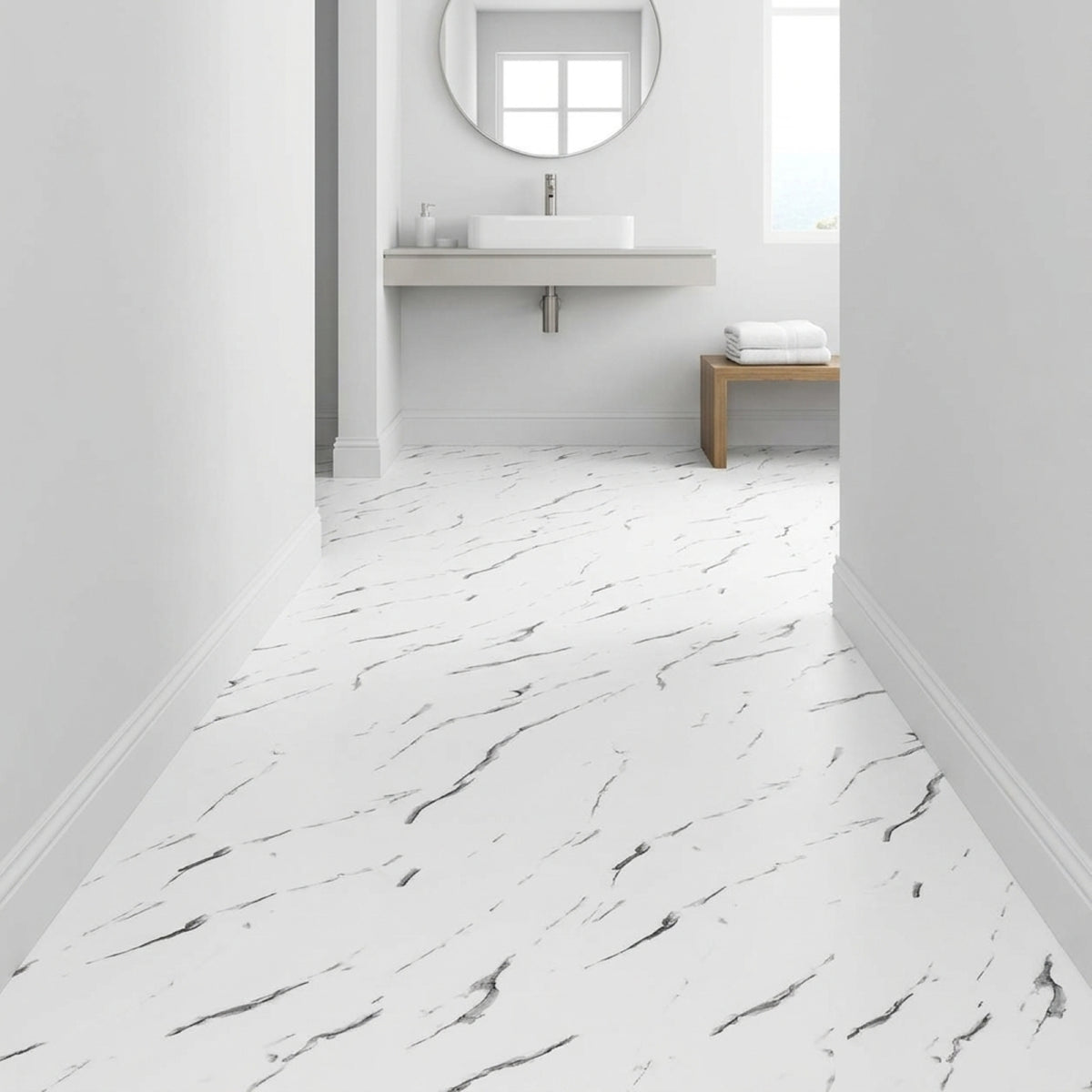 SOGA Peel & Stick Floor and Wall Tiles 30 x 60cm 10 Pack White Faux Marble