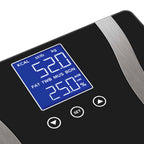 SOGA 2X Glass LCD Digital Body Fat Scale Bathroom Electronic Gym Water Weighing Scales Black