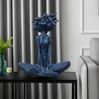 SOGA 59cm Blue Resin Sculpture – Abstract Yoga Girl Home Décor