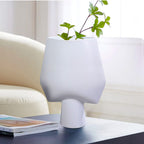 SOGA 33x43cm White Large Ornament Bodhi House Ceramic Handcrafted Modern Abstract Square Vase Home Decor
