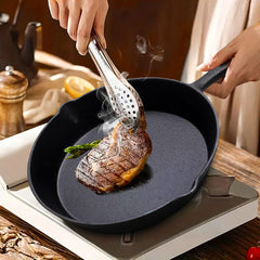 SOGA 2X 26cm Round Cast Iron Frying Pan Skillet Steak Sizzle Platter with Handle