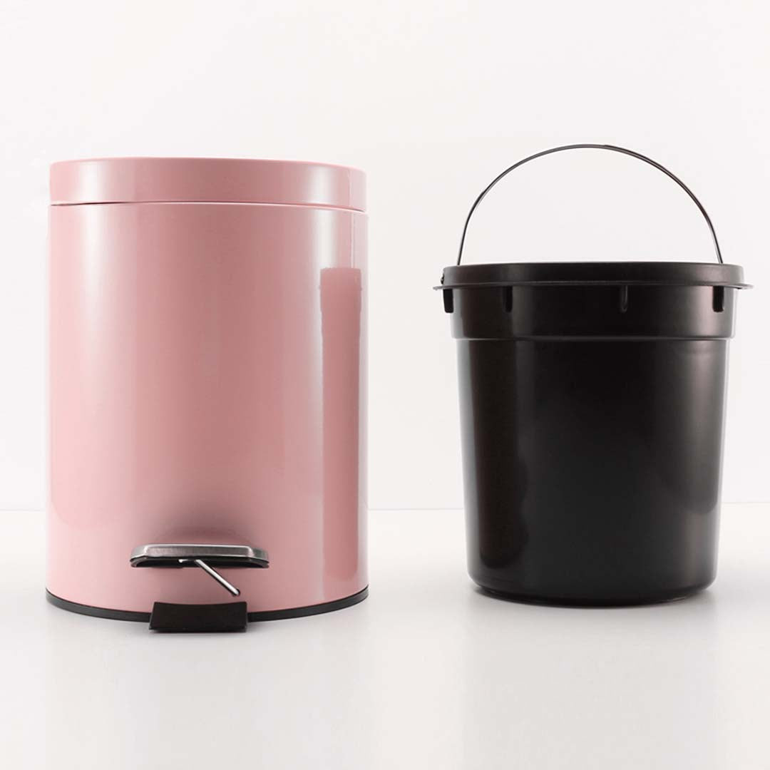 SOGA 4X Foot Pedal Stainless Steel Rubbish Recycling Garbage Waste Trash Bin Round 7L Pink