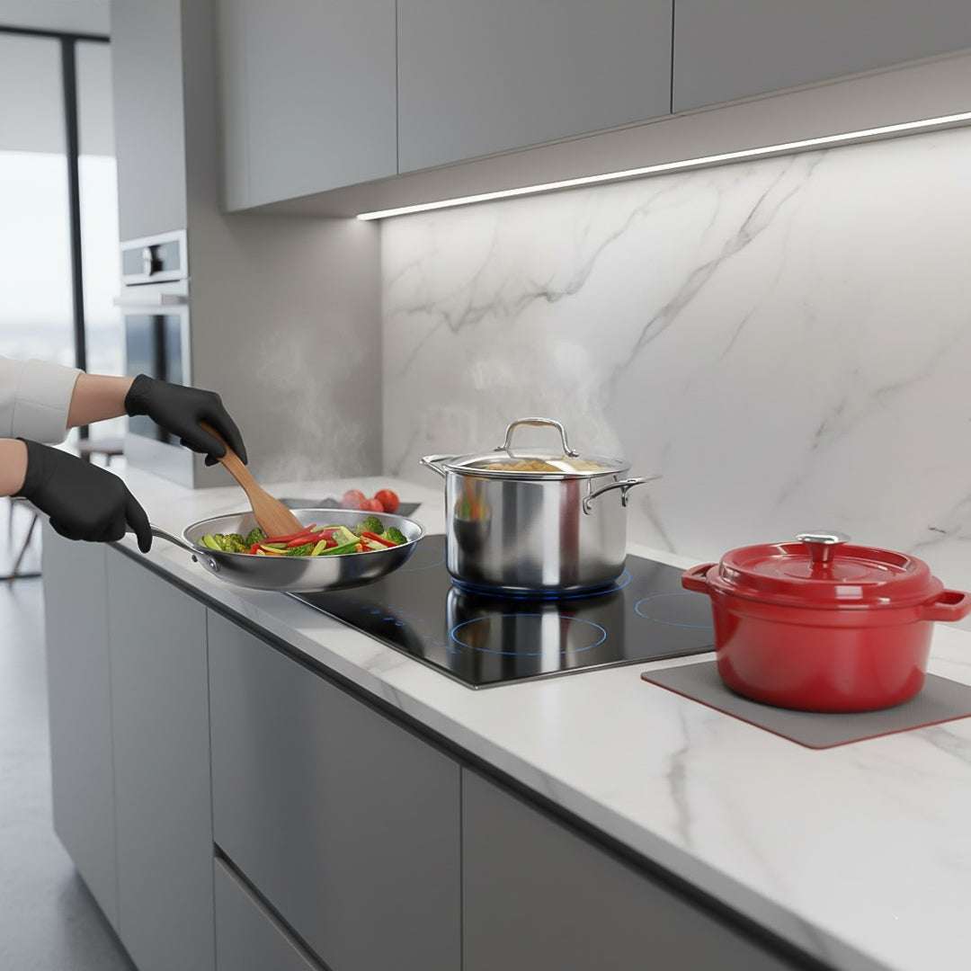 SOGA Kitchenware Bundle – Red Enamel Stewpot, Stainless Steel Fry Pan & Soup Stockpot $ 282