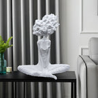 SOGA 59cm White Resin Sculpture – Calm Yoga Woman Decor Piece