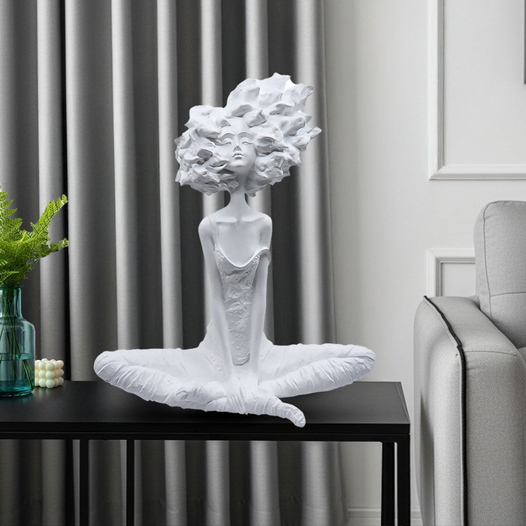 SOGA 59cm White Resin Sculpture – Calm Yoga Woman Decor Piece