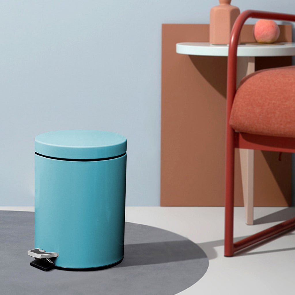 SOGA 4X Foot Pedal Stainless Steel Rubbish Recycling Garbage Waste Trash Bin Round 12L Blue