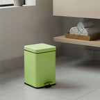 SOGA 4X Foot Pedal Stainless Steel Rubbish Recycling Garbage Waste Trash Bin Square 6L Green
