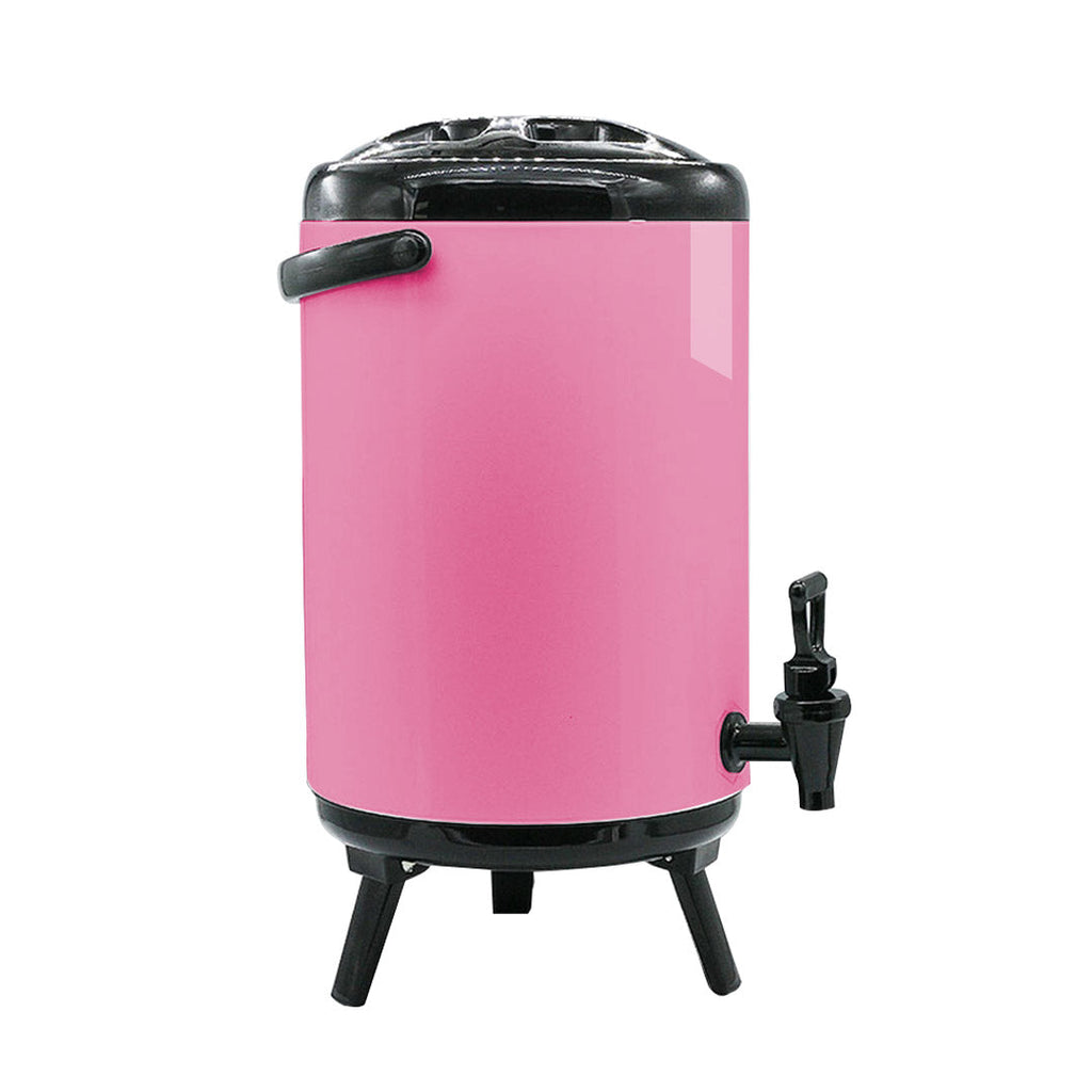 SOGA 2X 12L Stainless Steel Insulated Milk Tea Barrel Hot and Cold Beverage Dispenser Container with Faucet Pink