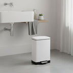 SOGA 2X Foot Pedal Stainless Steel Rubbish Recycling Garbage Waste Trash Bin Rectangular Shape 12L White
