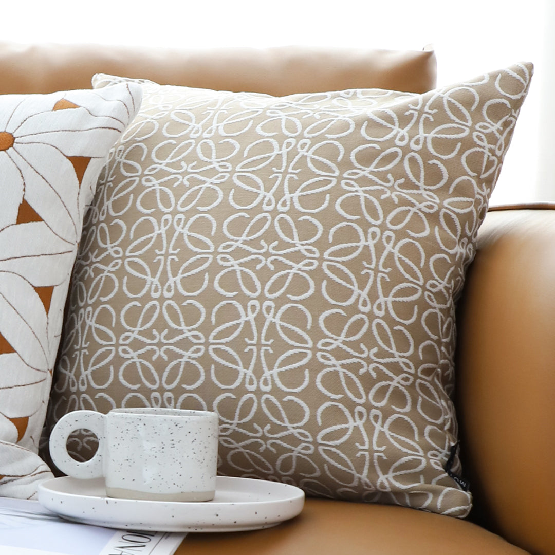 SOGA 50cm Throw Pillow White and Beige Geometric Pattern Accent for Home Decor