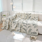 SOGA Three-seater White Sofa Cover Leaf Print 180x340cm Polyester