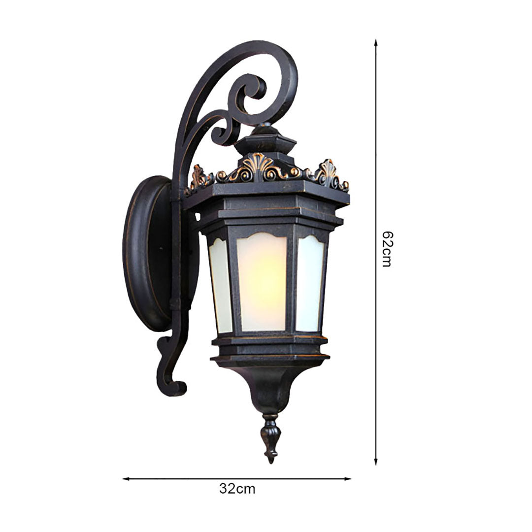 Vintage Lantern 6X 62cm Wall Light Elegant Aluminum & Glass Design Classic Outdoor Lighting Rustic Vintage Style