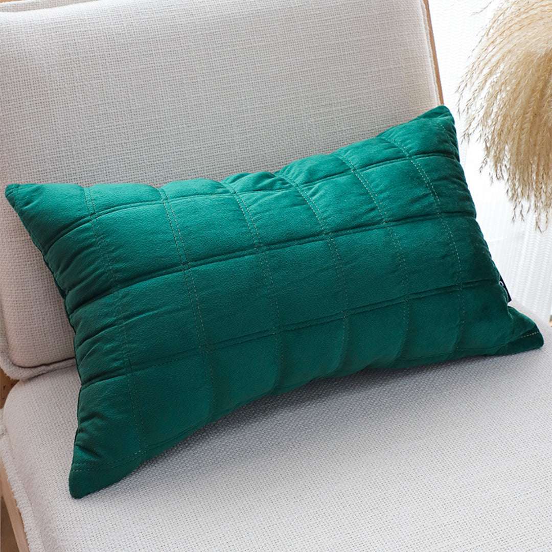 SOGA 2X 30cm Green Velvet Quilted Grid Pattern Decorative Throw Pillow $ 119