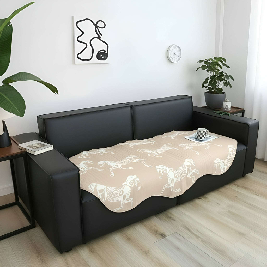 SOGA Two-Seater Beige Horse Print 90x90cm Throw Blanket Sofa Cover $ 111