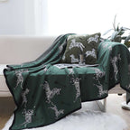 SOGA 2X Olive Green Zebra Print Throw Blanket 130x180cm 100% Cotton $ 237
