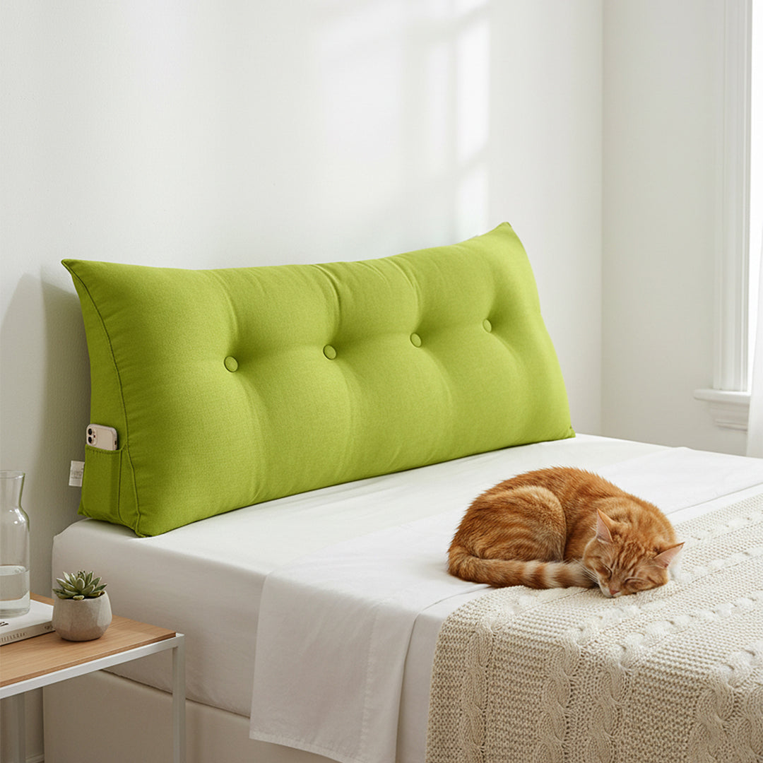SOGA 2X 120cm Green Triangular Wedge Bed Pillow Headboard Backrest Bedside Tatami Cushion Home Decor