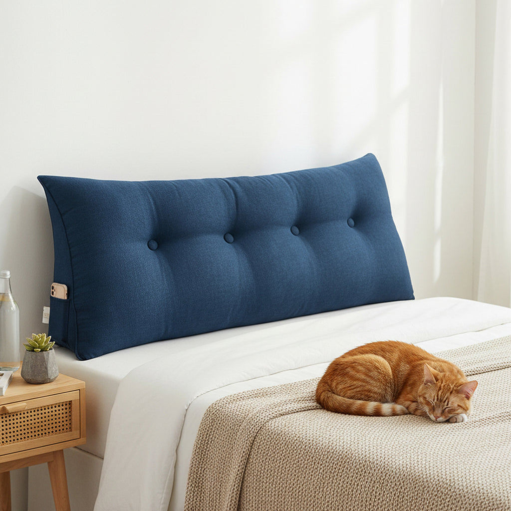 SOGA 120cm Blue Triangular Wedge Bed Pillow Headboard Backrest Bedside Tatami Cushion Home Decor