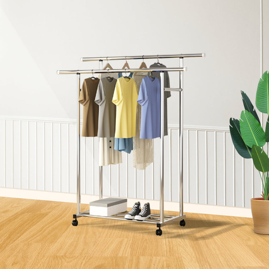 OGA 2X 120cm Stainless Steel Floor-Standing Clothes Rack - Durable and Space-Saving Laundry Organizer
