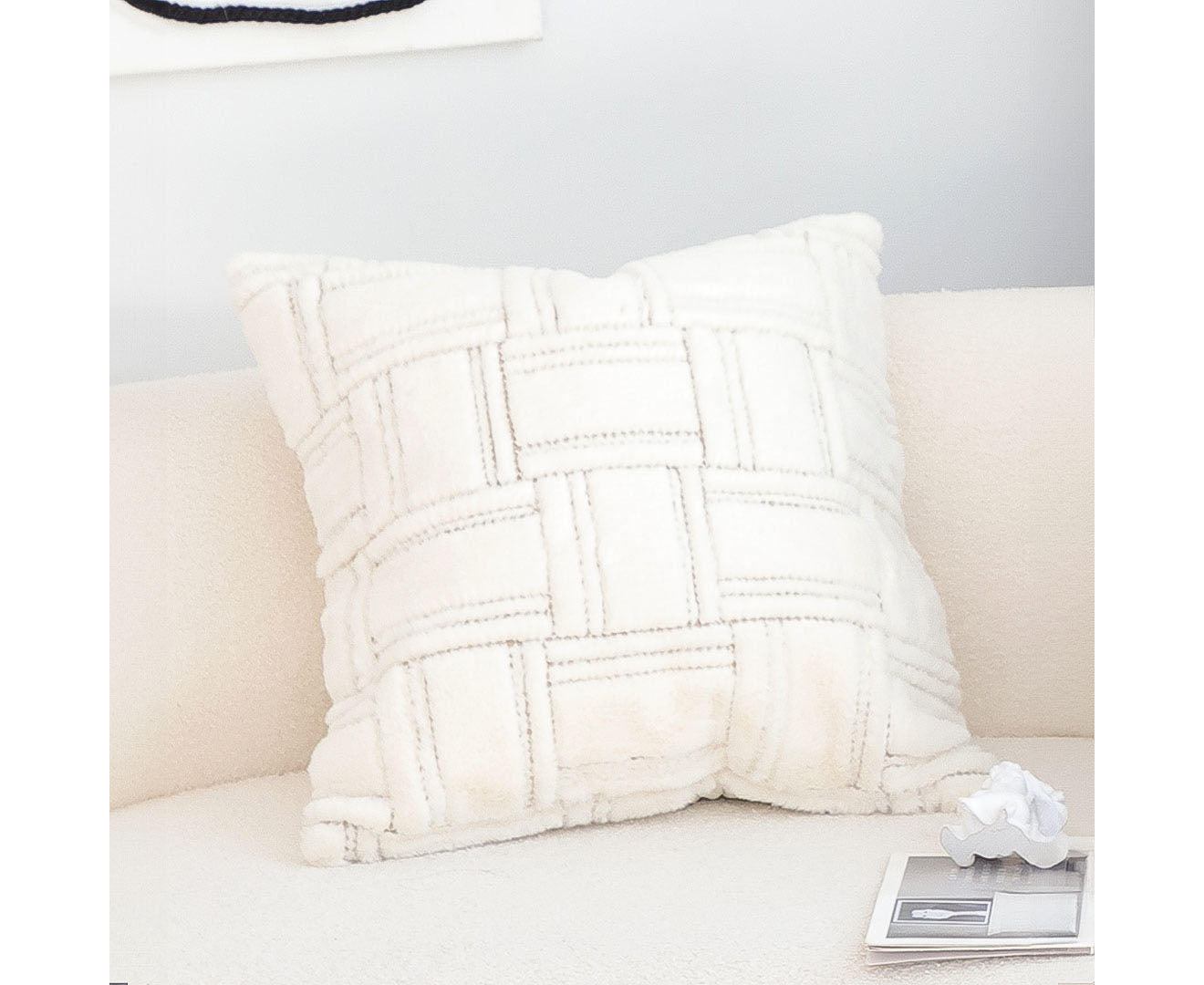 SOGA 45cm Bohemian Cream Tufted Grid Pattern Decorative Throw Pillow