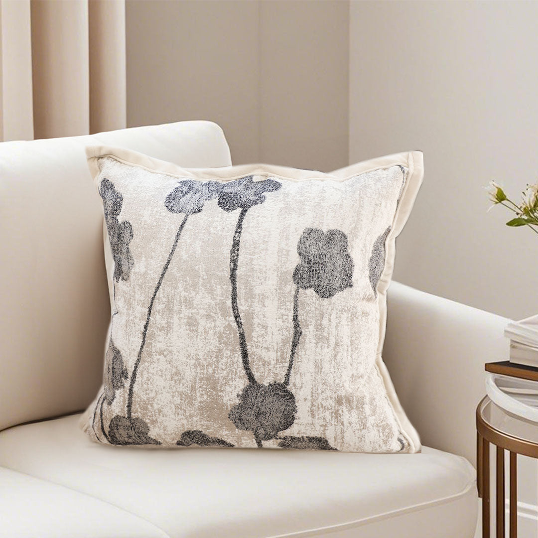 SOGA 2X 45cm Modern Gray Floral Stem Pattern Contemporary Throw Pillow