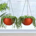 SOGA 16" Red Hanging Planter – Indoor Outdoor Pot with Drainage