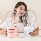 SOGA Pink 360 Degree Rotating 2 Layered Jewelry Storage Box Waterproof Dustproof Accessories Organiser