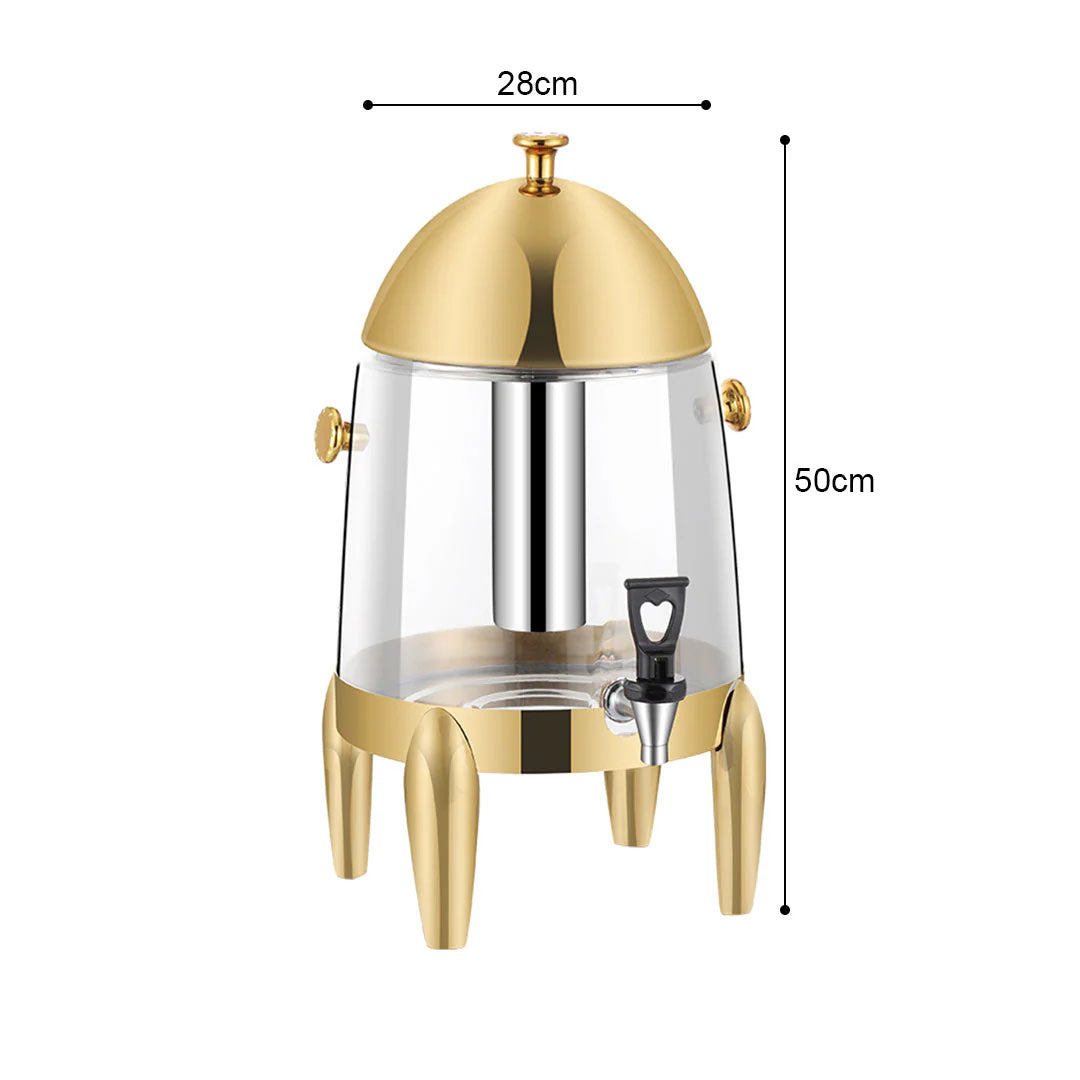 SOGA Stainless Steel 12L Beverage Dispenser Hot and Cold Juice Water Tea Chafer Urn Buffet Drink Container Jug with Gold Accents