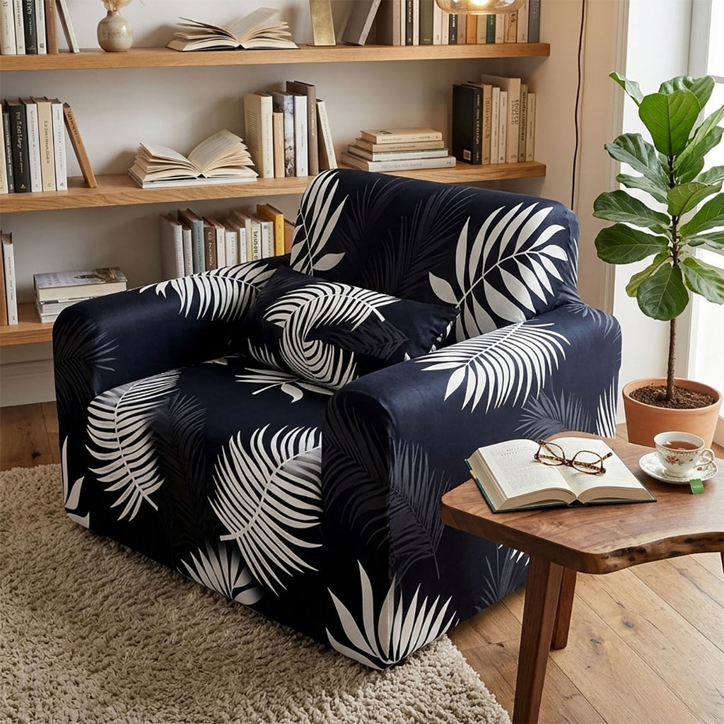 SOGA 1-Seater Leaf Design Sofa Cover Couch Protector High Stretch Lounge Slipcover Home Decor