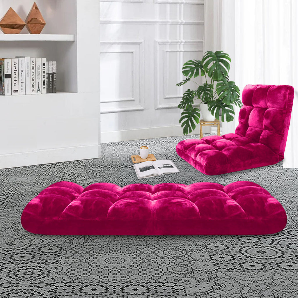 SOGA Floor Recliner Folding Lounge Sofa Futon Couch Folding Chair Cushion Red Burgundy