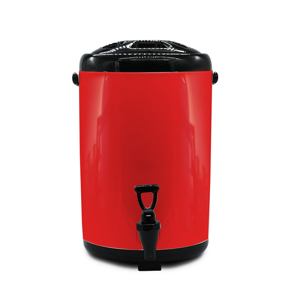 SOGA 8X 18L Stainless Steel Insulated Milk Tea Barrel Hot and Cold Beverage Dispenser Container with Faucet Red