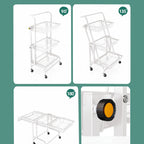 SOGA 2X 3 Tier Steel White Adjustable Kitchen Cart Multi-Functional Shelves Storage Organizer with Wheels