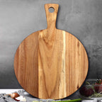 SOGA 42cm Round Premium Wooden Acacia Cutting Board Charcuterie Paddle